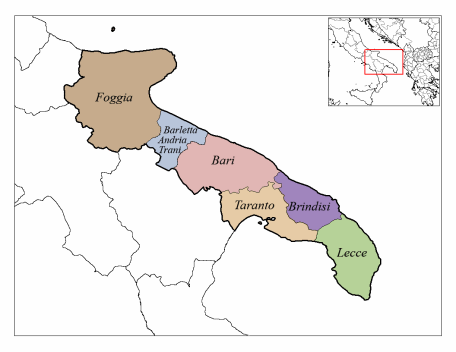 Puglia provinces map